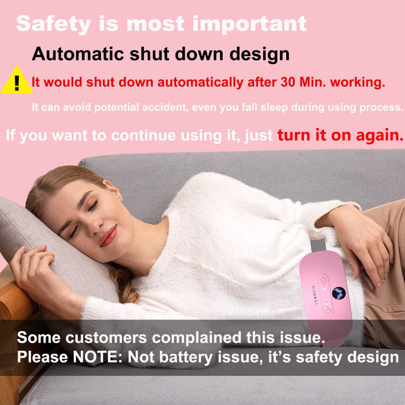 [Australia] - Portable Cordless Heating Pad, Electric Waist Belt Device, Fast Heating Pad with 3 Heat Levels and 3 Massage Modes, Back or Belly Heating Pad, Gifts for Her, Women and Girl Pink 