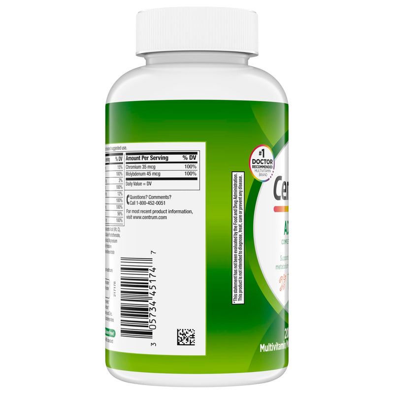 Centrum Multivitamin for Adults 18 and Over, 200 Tablets | Contains B Vitamins, Vitamin C, Vitamin E and Antioxidants, Supports Healthy Immune Response, GLP-1 Support 200 Count (Pack of 1)
