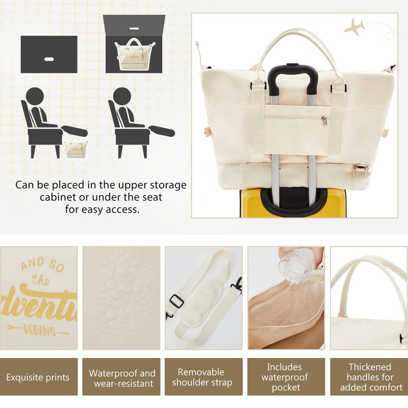 Bride Weekender Bag for Women, Travel Duffel Bag with Shoe Compartment and Luggage Tag, Overnight Carry On Tote for Wedding, Honeymoon, Bridal Shower Gift