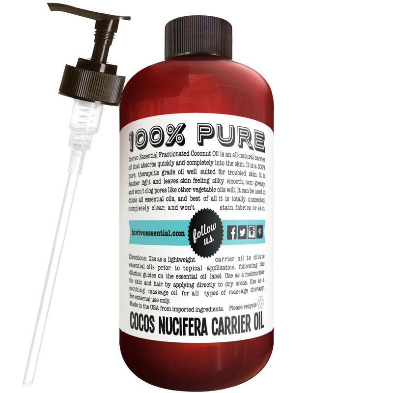 [Australia] - Fractionated Coconut Oil Premium Therapeutic Grade 16 Ounce Liquid Carrier Oil for Aromatherapy Relaxing Massage and Diluting Essential Oils with Pump and eBook 