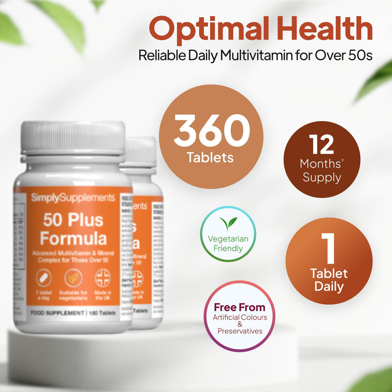A to Z Multivitamins & Minerals for Individuals Aged 50 Plus | Supports Brain Health, Energy Levels, and Immunity | Vegetarian | 360 Easy-to-Take Tablets = 12 Months’ Supply | Made in The UK Unflavoured 360 count (Pack of 1)