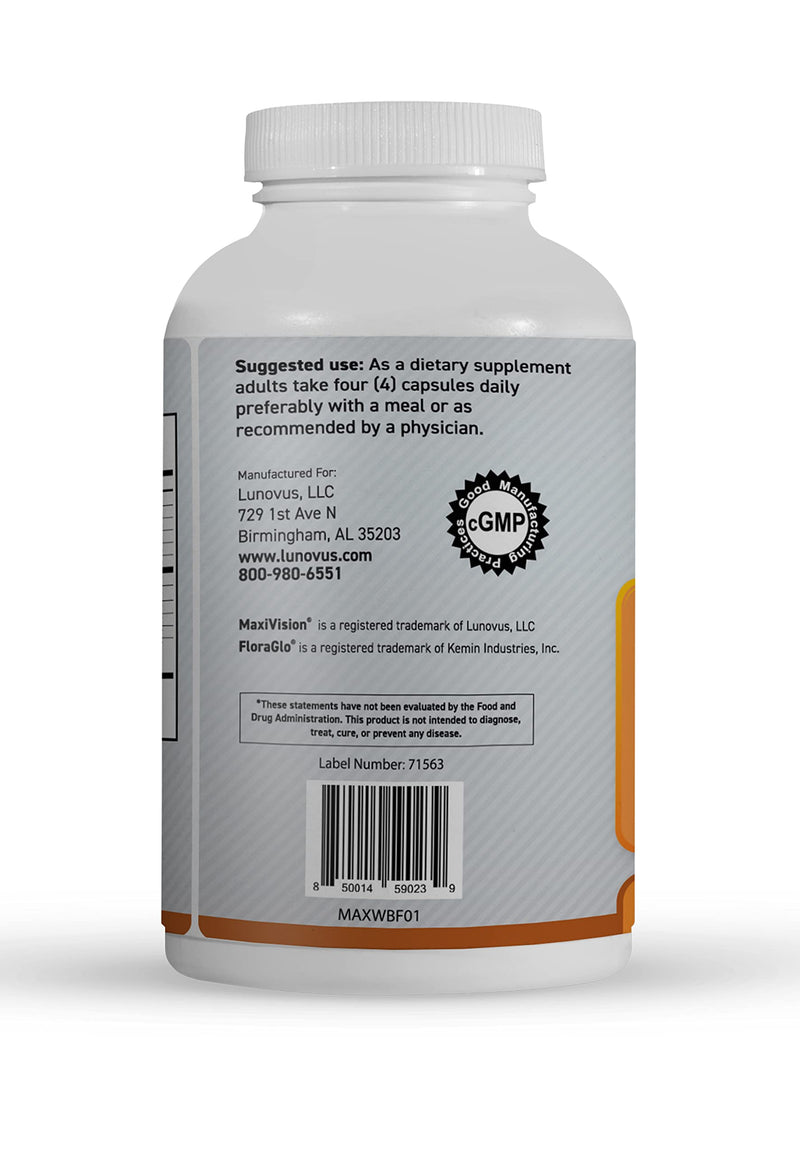 MaxiVision® AREDS 2 Whole Body Formula - AREDS 2 Eye Vitamins w/Lutein and Zeaxanthin - for Macular Support - Eye Supplements for Eye Strain - 120 Capsules Count, 1 Bottle