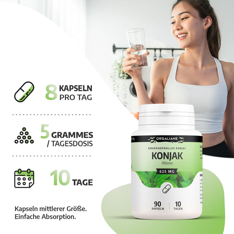 [Australia] - Konjac 625 mg 90 capsules - 4000 mg glucomannan per daily dose - Orgaliane 90 pieces (pack of 1) 