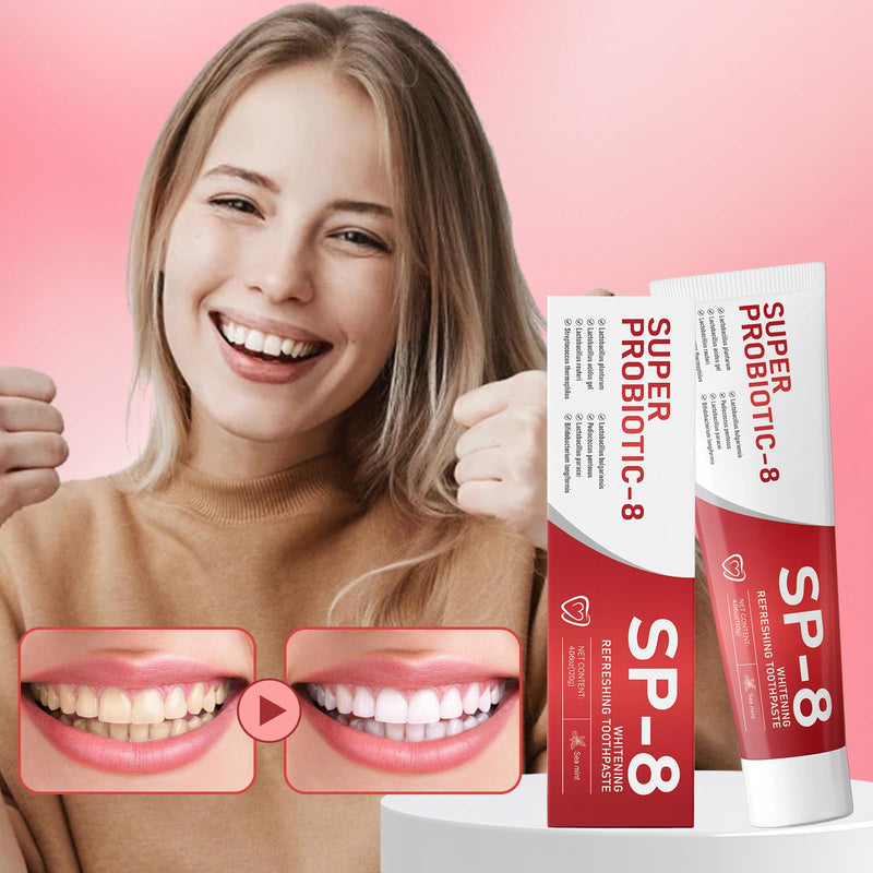 [Australia] - SP8 Probiotics Whitening Toothpaste, SP8 New Upgraded Fluoride-Free & Probiotic-Infused Formula, Ultra Fresh Mint for Deep Cleaning & Long-lasting Fresh Breath,4.23oz-2-Pack 