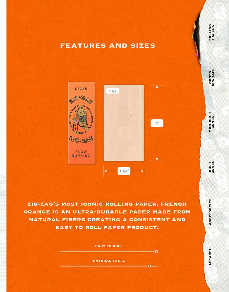 [Australia] - ZIG-ZAG Rolling Papers French Orange 1 1/4 (6 Booklets) 6 Pack 