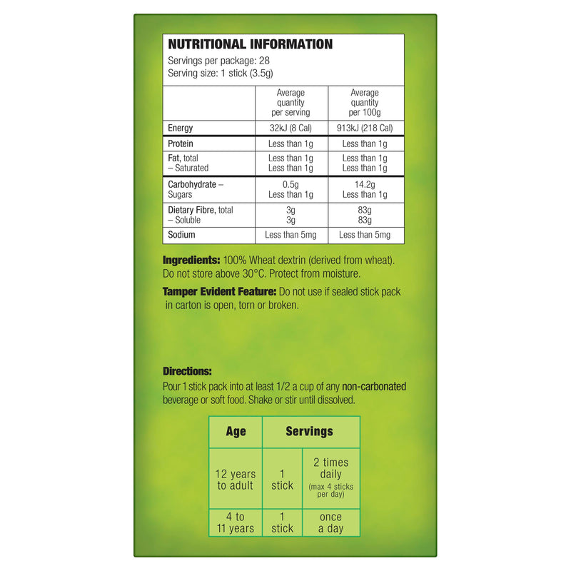 [Australia] - Benefiber Natural Fibre Supplement On-The-Go Stick 28 Pack Unflavored 28 Servings (Pack of 1) 