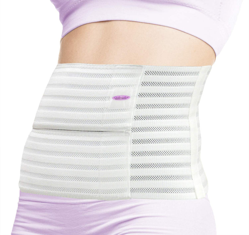 GABRIALLA 9'' Abdominal Binder for Women: Ideal Postpartum Belly Band and C Section Recovery Must Haves, Suitable for Post-Surgery Patients, Postpartum, and C Section Belly Band, Made in USA (Medium) Medium White