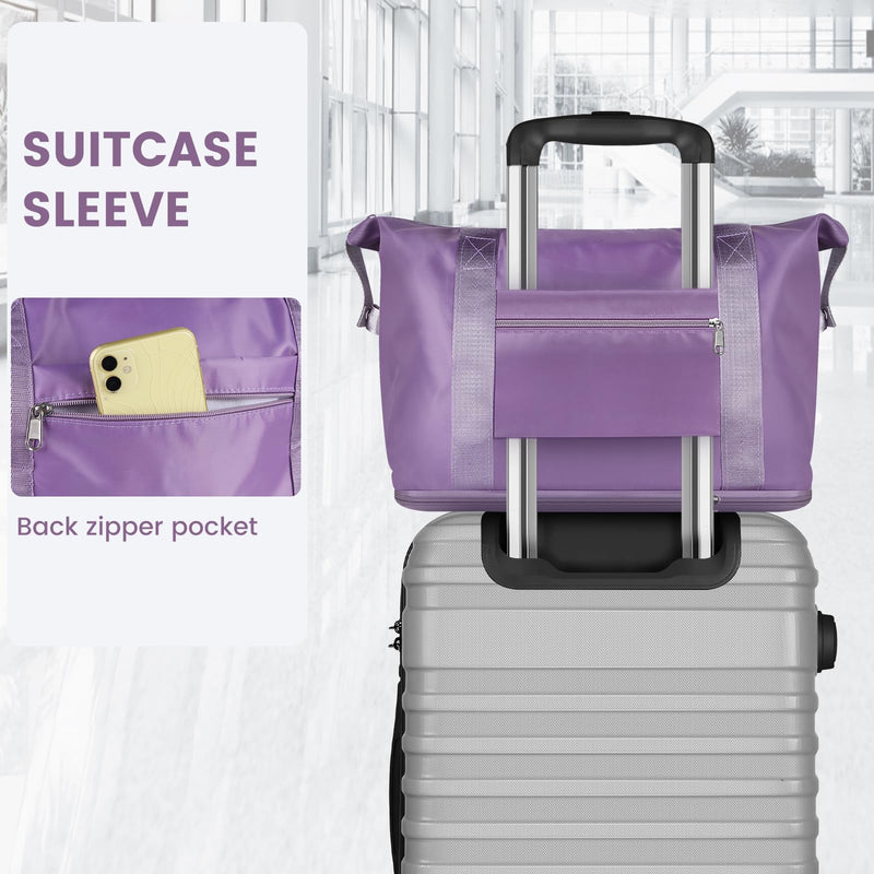 Travel Duffle Bag for Women, Weekender Overnight Carry On Bag for Women, Foldable Waterproof Gym Luggage with Wet Compartment