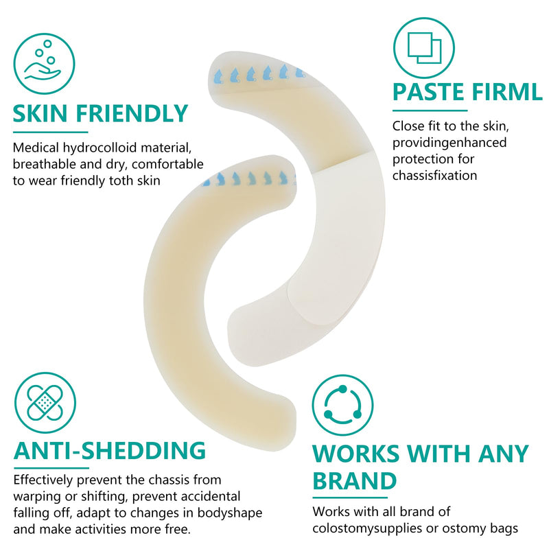 [Australia] - Ostomy Barrier Strips [Pack of 20], Elastic Barrier Strips for Colostomy Bags, Latex-Free Skin Barrier Strips,Hydrocolloid Ostomy Extenders,Waterproof Half Rings for Sealing Ostomy Bag 