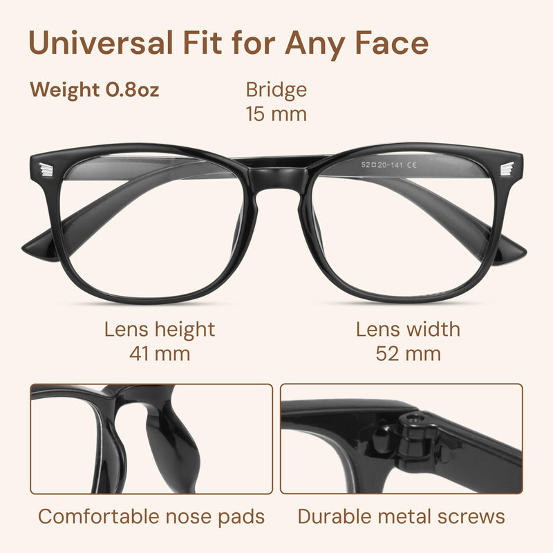 [Australia] - Gaoye Stylish Blue Light Glasses for Woman - Computer Glasses up to 99% Blue Light Blocking - Lightweight Frames - 3 pack A1 Matte Black+leopard+transparent Clear 
