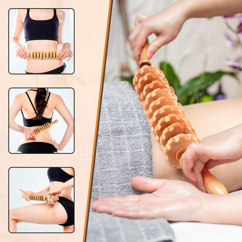 [Australia] - 3 in 1 Wood Therapy Massage Tool,Wooden Lymphatic Drainage Massager Maderoterapia Kit Professional Body Cellulite Massager for Body Sculpting,Contouring,Relief Muscle,Anti-Cellulite Back Massager+Roller Stick+Contouring Board 