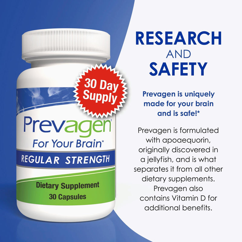 Prevagen Regular Strength with Storage Box, 30 Capsules, 1-Pack | For Your Brain, 1 Month Supply, 10mg Apoaequorin, 50mcg Vitamin D3 Unflavored 30 Count (Pack of 1)