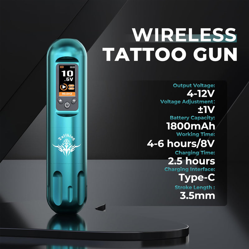 [Australia] - Tuffking Tattoo Machine Kit Rotary Wireless Tattoo Pen Kit with 20pcs Extra Smooth Cartridge Needles Practice Skin Supplies for Beginners & Professional Artists 