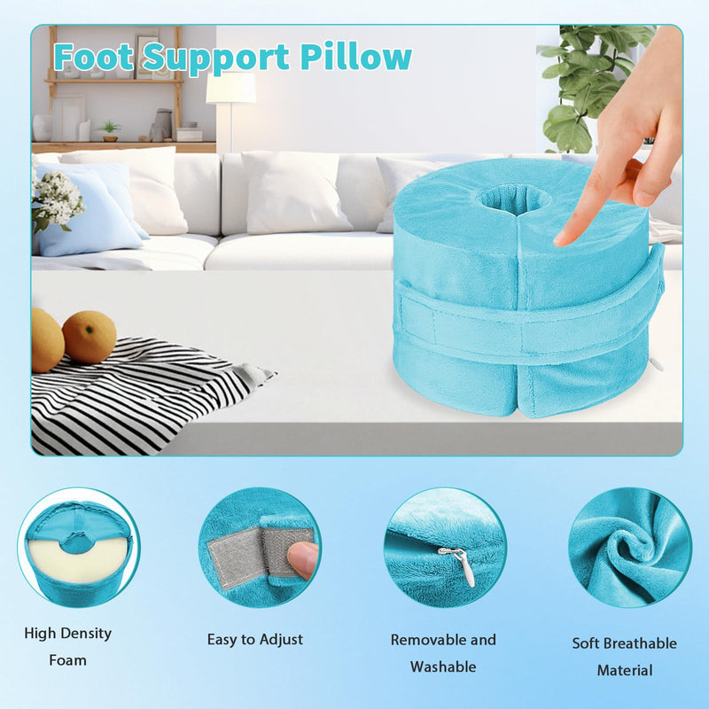 [Australia] - 2 PCS Foot Elevation Pillows, Soft and Zipper Removable Cover Ankle Heel Elevator Wedge, Foot Support Pillow for Pressure, Bed Sore Ulcer, Feet Leg Rest and Leg Rest Post Surgery (Blue) Blue 