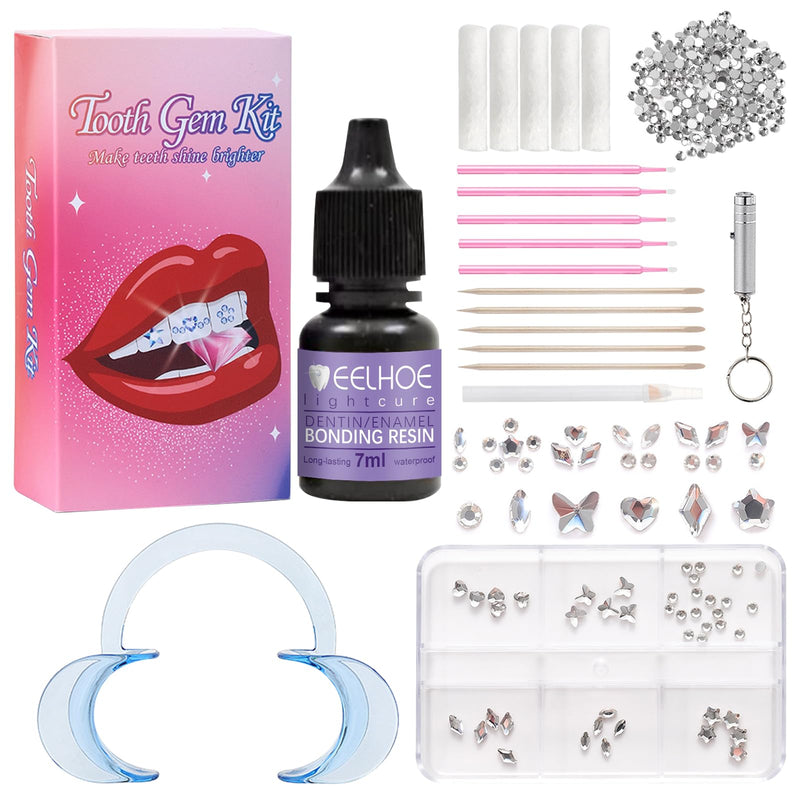 [Australia] - Tooth jewelry, tartar jewelry, tooth gem kit, tooth jewelry set, tooth stone set, DIY butterfly tooth gems with 1485 pieces tooth gem with glue, crystal jewelry starter kit 