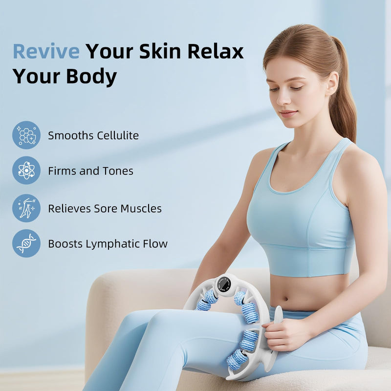 [Australia] - Cellulite Massage Roller for Legs, Anti Cellulite Massage Tool with Detachable, Fats Remover for Legs, Thighs, Butt, Fascia Massage Tool for Lymphatic Drainage & Deep Tissue Pain Relief (Blue) Blue 