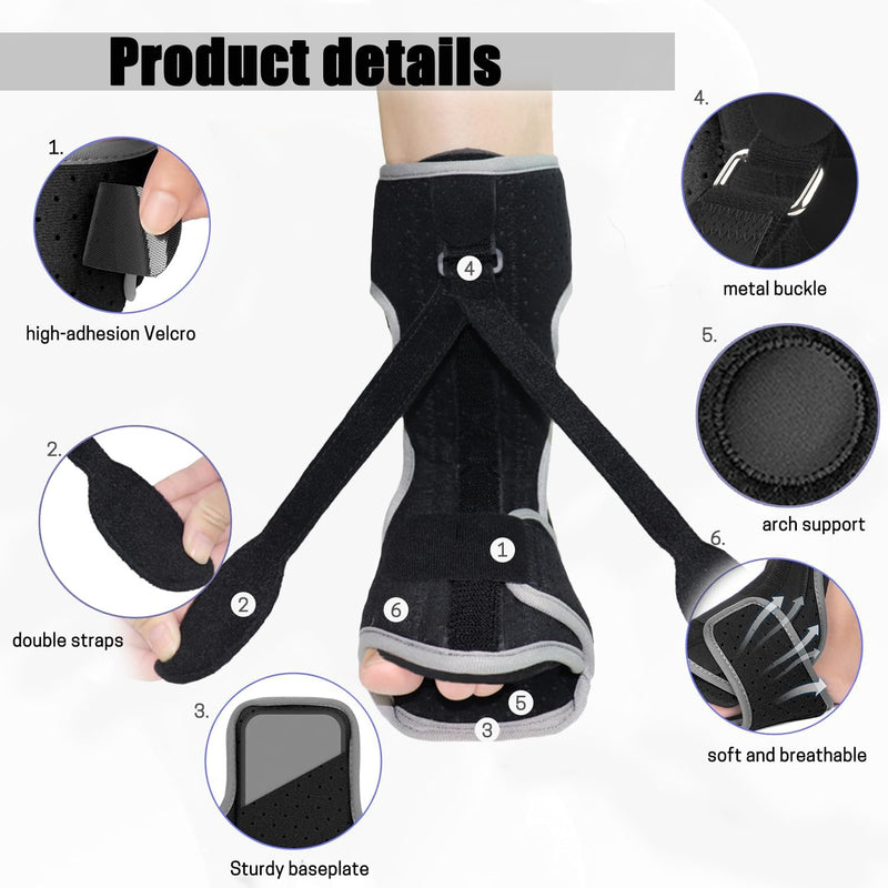 [Australia] - Plantar Fasciitis Night Splint: 2025 Adjustable Upgraded Planters Facetious Relief Brace Plantar Fasciitis Relief Achilles Tendonitis Night Splint for Plantar Fasciitis(black-A) black 