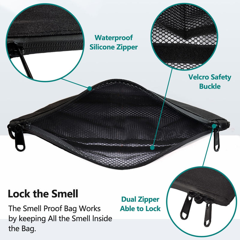 [Australia] - OZCHIN Smell Proof Bag with Combination Lock Smell Proof Bags Carbon Lining Tobacco Pouches 11 x 8 inch Durable Organizer Odorless Medicine Bag Lockable Odors Bag(Black) Black 