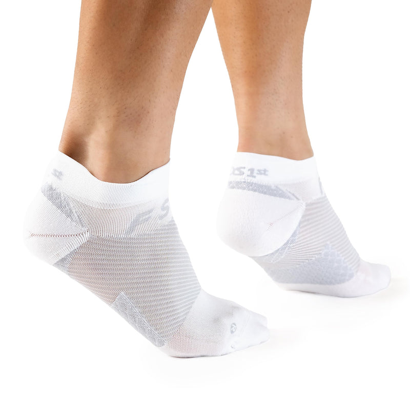 OrthoSleeve Orthotic Plantar Fasciitis Socks helps prevent plantar fasciitis relieves heel and arch pain Small White No-Show