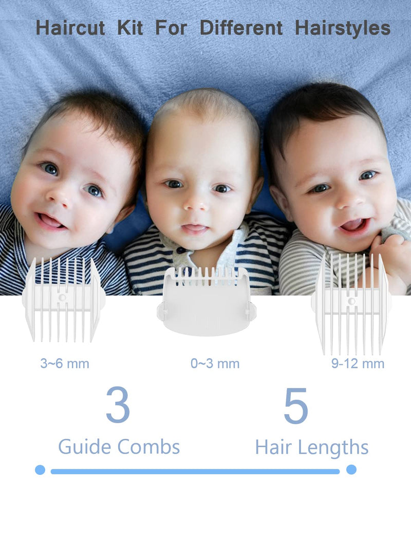[Australia] - Baby Hair Clippers, Low Noise Hair Trimmer for Kids, Waterproof USB Rechargeable Cordless Haircut Kit with LCD Display, Blue 