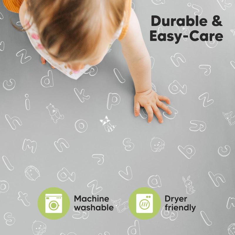 [Australia] - Pack and Play Sheets Fitted, 2-Pack Mini Crib Sheets - Pack N Play Sheets, Organic Fitted Crib Sheet for Pack and Play Mattress, Playard Baby Crib Sheets,Crib Sheets Neutral for Boys,Girls (ABC Land) Abc Land 