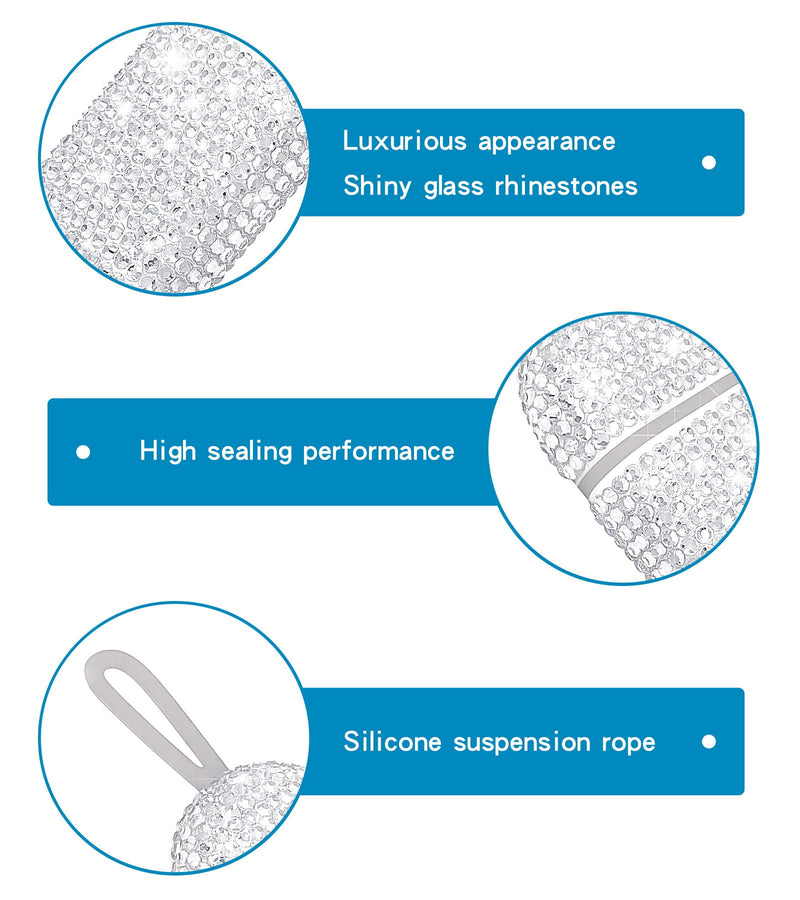 Bling Travel Pill Organizer Crystal Rhinestone 3 Compartments Portable Pill Case Daily Pill Box to Hold Vitamins Small Pill Container for Pocket Purse Medicine Organizer(White)