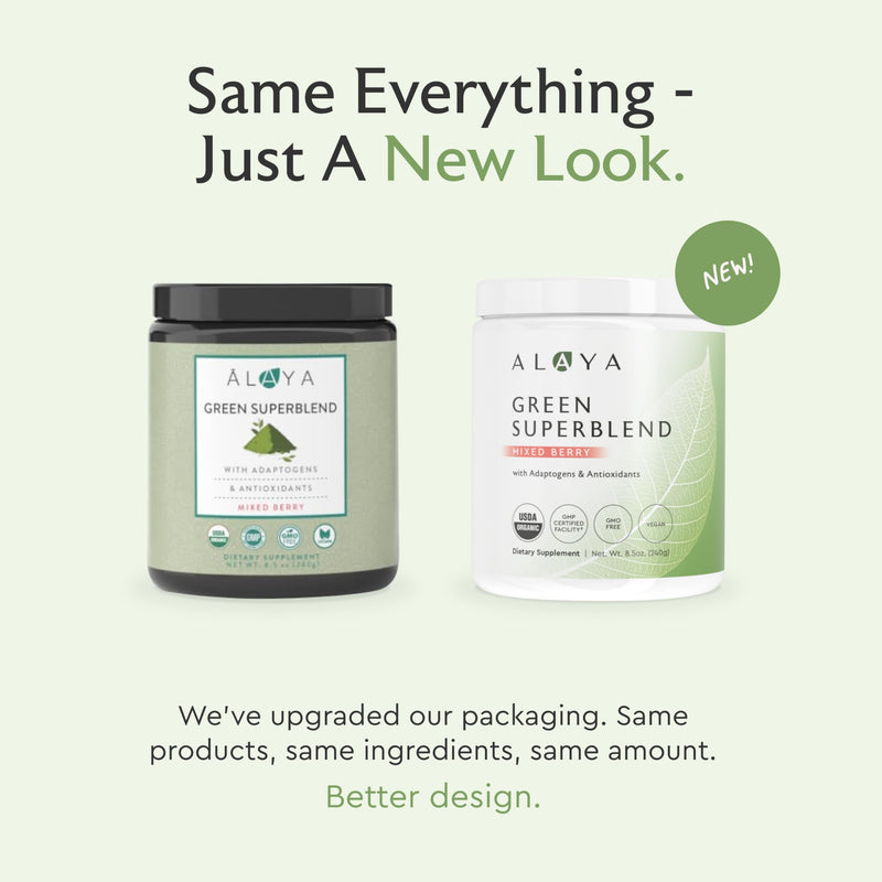 [Australia] - Alaya Organic Super Greens Powder - Premium Green Juice Superfood Supplement Powder - Adaptogens, Antioxidants & Probiotics Blend - USDA Organic, Non-GMO, Vegan - 30 Servings (Mixed Berry) 