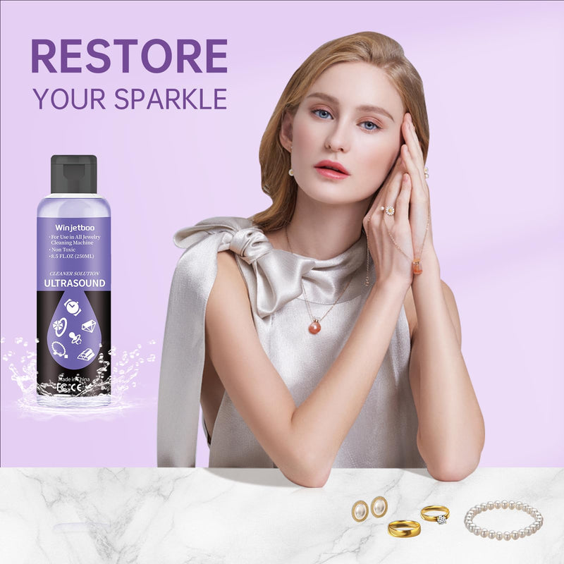 [Australia] - Ultrasound Jewelry Cleaner Solution, Use in All Ultrasound Jewelry Machines, Rings and Eyeglass, Performance Liquid Cleans Solution for Diamonds, Gold, Earrings, and Watch, 8.5 oz/250 ml Purple ( 250 Ml Jewelry Cleaner Solution） 