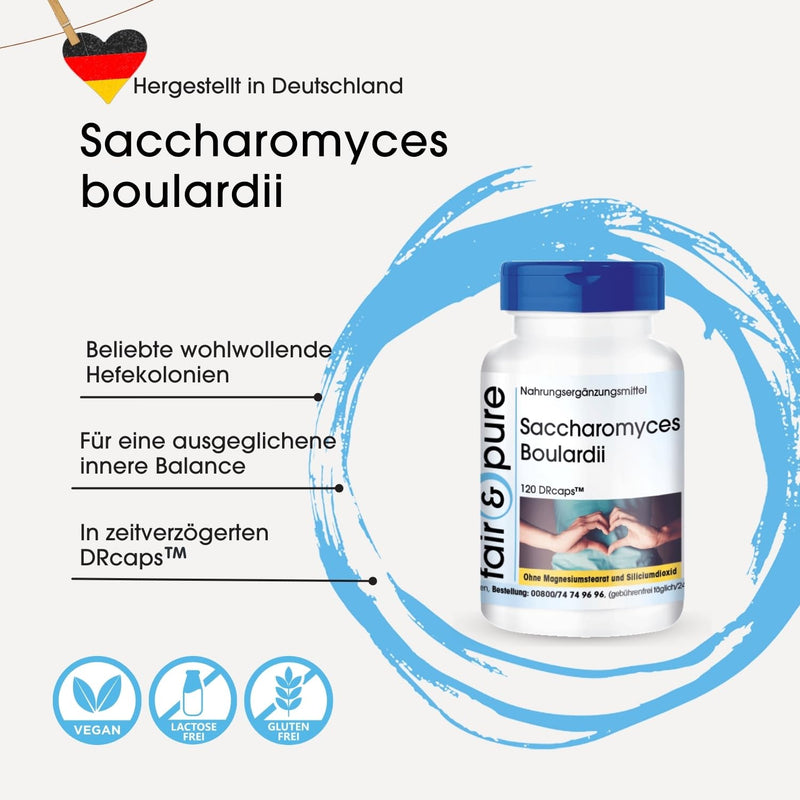 [Australia] - Fair & Pure® - Saccharomyces boulardii - 120 capsules - 6.4 billion benevolent yeast colonies in time-release DRcaps 