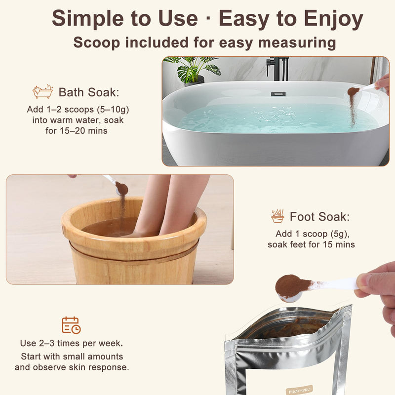 Fulvic Acid Detox Bath Powder 4oz – Natural Mineral Bath Soak for Foot & Body, Vegan Self-Care Spa Gift, No Additives, Gentle on Skin, Fast Dissolving, Includes 5g Scoop, Easy to Use