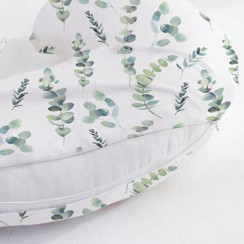 [Australia] - Little Grape Land Nursing Pillow Covers for Baby Girl, Soft Removable Covers Breathable for Breastfeeding Pillows, 2 Pack Nursing Pillow Cases Fit Standard Nursing Pillows, Leaves & Flower Spring Flower & Green Leaves 