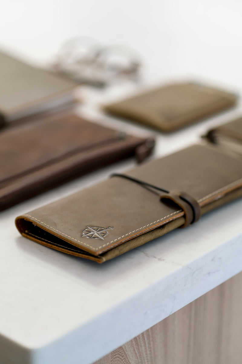 WANDERINGS Genuine Leather Passport Wallet - 4.25 x 9 - Large Leather Passport Holder for Travel - Folding Leather Travel Wallet Case with RFID Blocking, Travel Organizer for Men and Women Tall