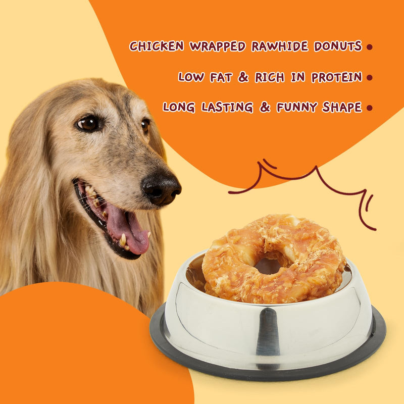 Jungle Calling Dog Treats Long Lasting, Rawhide Chews for Dogs, Chicken Wrapped Rawhide Donuts, Chewy Snacks for Medium Large Dogs Chicken Rawhide Donuts - PawsPlanet Australia