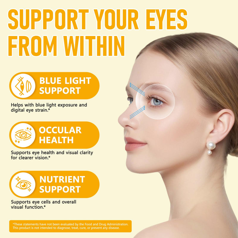 Lutein and Zeaxanthin Supplement 60 Gummies, Eye Health Supplement with Lutein Zeaxanthin Vitamins A, C, and E Support Visual, Eye Health
