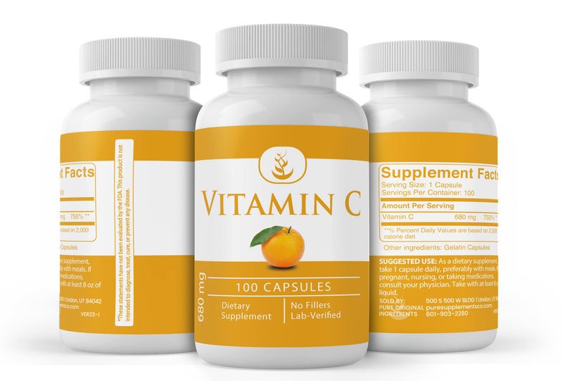 Pure Original Ingredients, Vitamin C Powder, 100 Capsules | For daily wellness, convenient capsule supplementation, and easy addition to your daily routine 100 Count (Pack of 1)