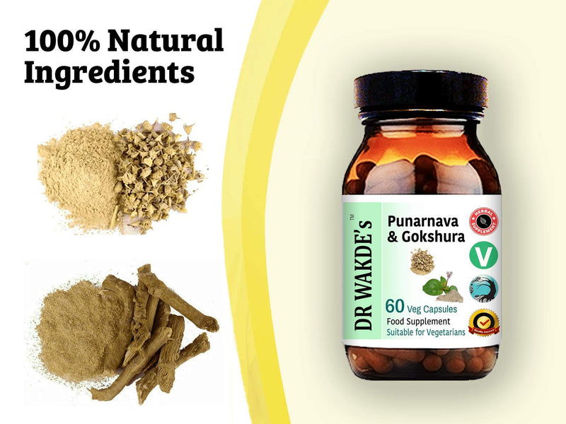 DR WAKDE'S Punarnava & Gokshura Capsules (60 Veg Caps, Promotes Healthy Urinary Flush, Ayurvedic Supplement, Vegan, Herbal, All Natural, Made in UK)