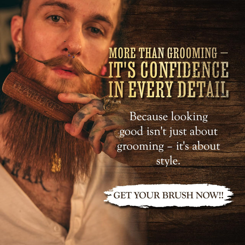 [Australia] - Wooden beard and mustache brush Wooden brush for beard and hair care 