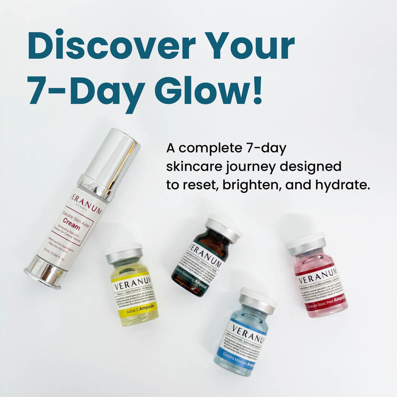 7-Day Glow Trial Kit – 5-Piece Ampoule + Aider Cream System | MicroFusion 2X Absorption | Vitamin C + Collagen + Centella EV | K-Beauty Discovery Set for Hydration & Radiance (5 Mini Sizes)