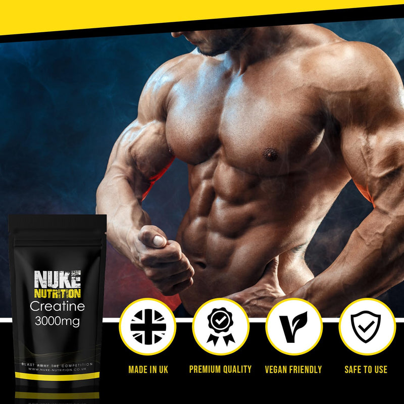 Nuke Nutrition Creatine Tablets 3000mg - 365 Tablets - Pure Creatine Monohydrate Supplements Boost Muscle Mass, Bulk & Strength - Excellent Pre Workout for Men & Women - Boost Energy & Performance 365 count (Pack of 1)