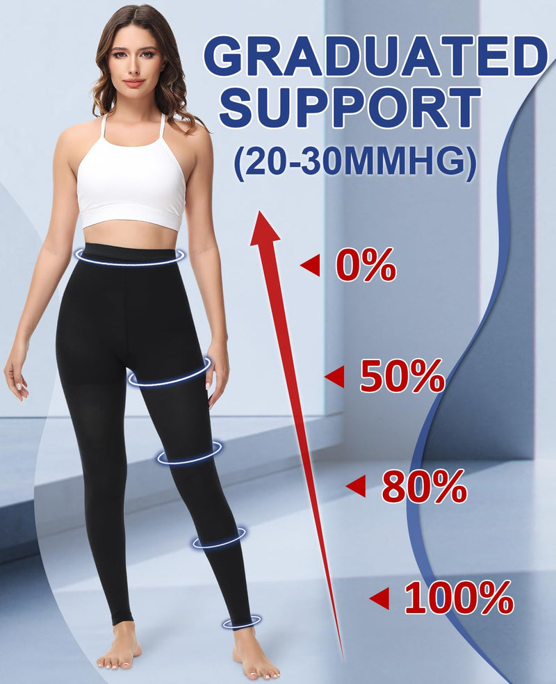 [Australia] - beister Medical compression stockings for women, long, 20-30 mmHg, support stockings for men, opaque toe-free compression trousers, class 2, solid support for varicose veins, edema, black M 