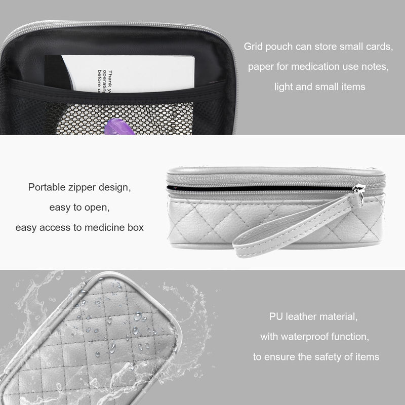 Weekly Pill Organizer 2 Times a Day Pill Boxes with PU Leather | AM PM Pill Box 7 Day Portable Travel Pill Case with 7 Colorful Box for Vitamins, Cod Liver Oil, Supplements Silver