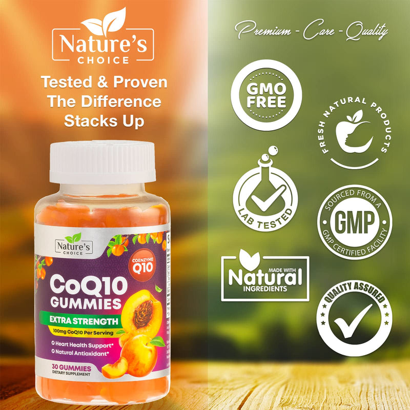 [Australia] - CoQ10 100mg Gummies - 3X Better Absorption, Antioxidant for Heart Health Support & Energy Production, Ultra Coenzyme Q10 Vitamins, Coq 10 Supplements, Dietary Supplement, Non-GMO - 30 CoQ10 Gummies 30 Count (Pack of 1) 
