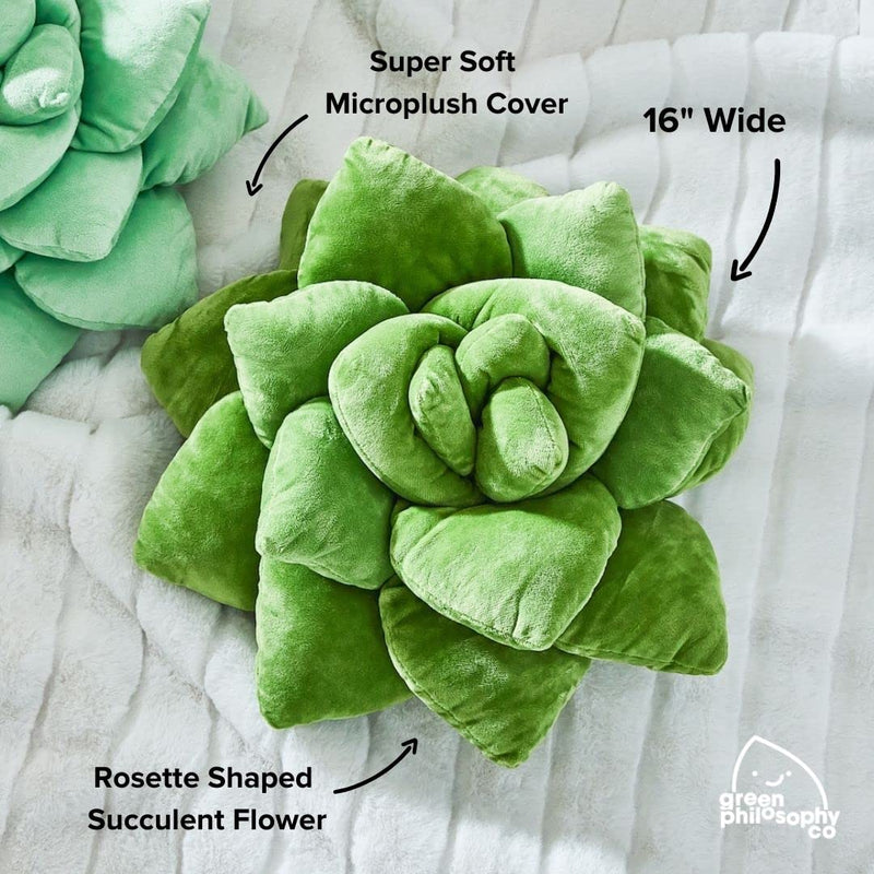 [Australia] - Green Philosophy Co. Plush Leaf Pillow - 3D Accent Succulent Leaf Throw Pillow for Couch Sofa Living Room Home Decor for Plant Lovers, Garden Lovers, Green Thumb Family & Friends Lil Pop (16 Inches) Olive Green 