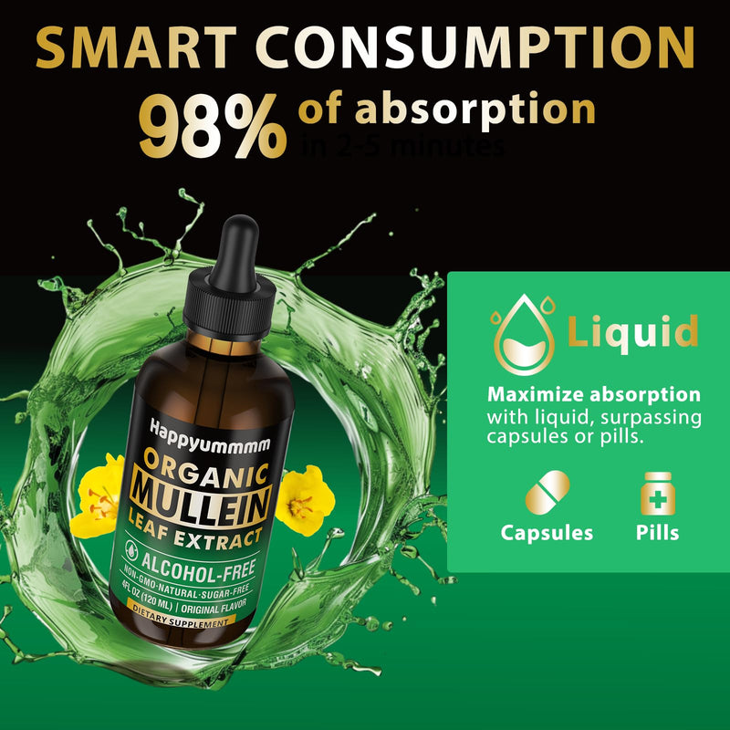[Australia] - Mullein Drops for Lungs Cleanse,Vegan Mullein Leaf Extract Tincture with Chlorophyll, Support Immune,Respiratory - 4 fl oz (120 ml) 