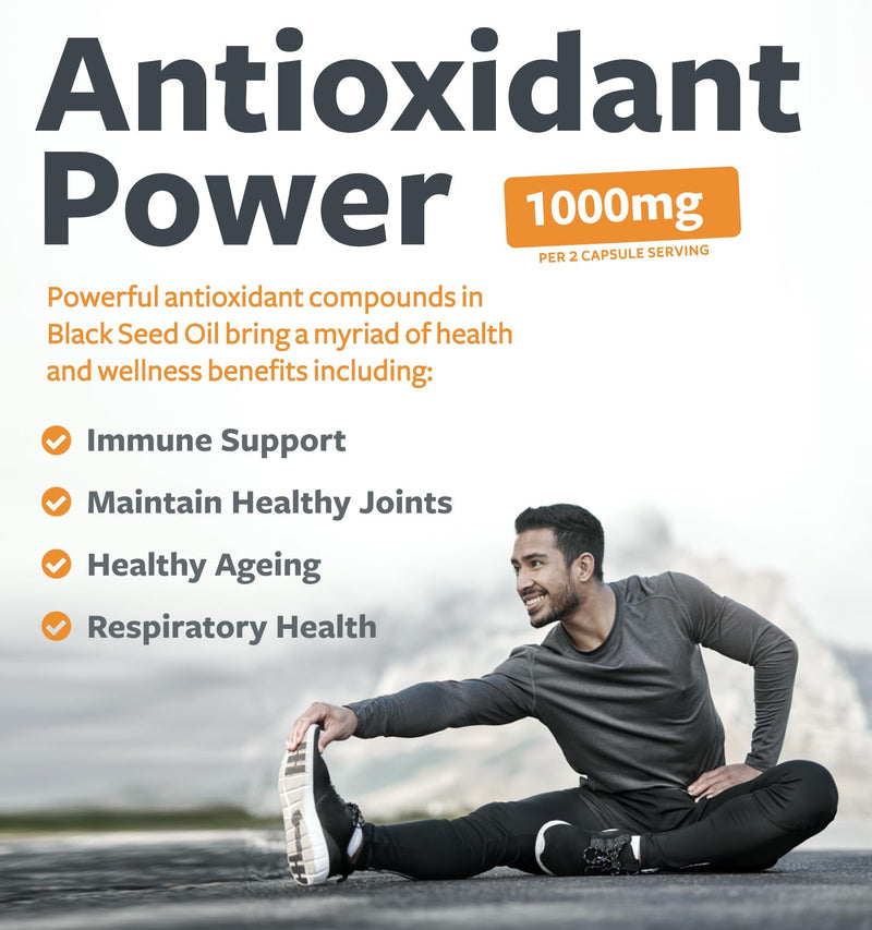 Black Seed Oil - 120 Softgel Capsules Skin Health (Non-GMO & Vegan) Cold-Pressed Nigella Sativa Producing Pure Black Cumin Seed Oil with Vitamin E - 500mg Each, 1000mg Per 2 Capsule Serving 120 Count (Pack of 1)