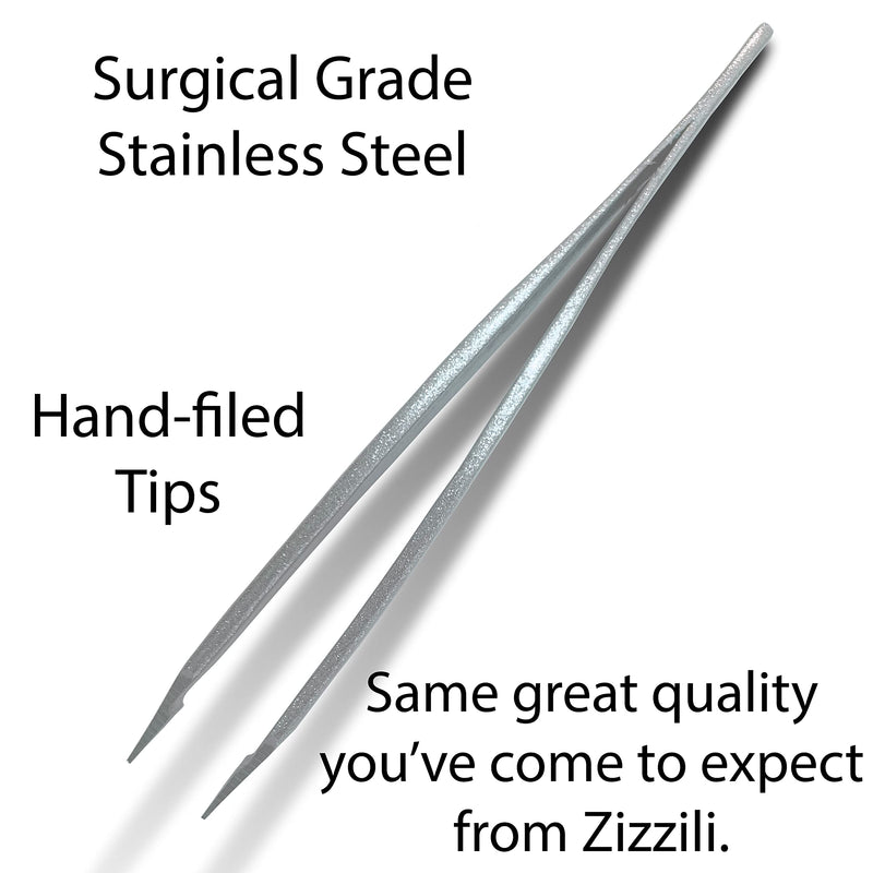 Zizzili Basics Mini Slant Tweezers - Best Tweezers for Eyebrow and Facial Hair Removal Silver
