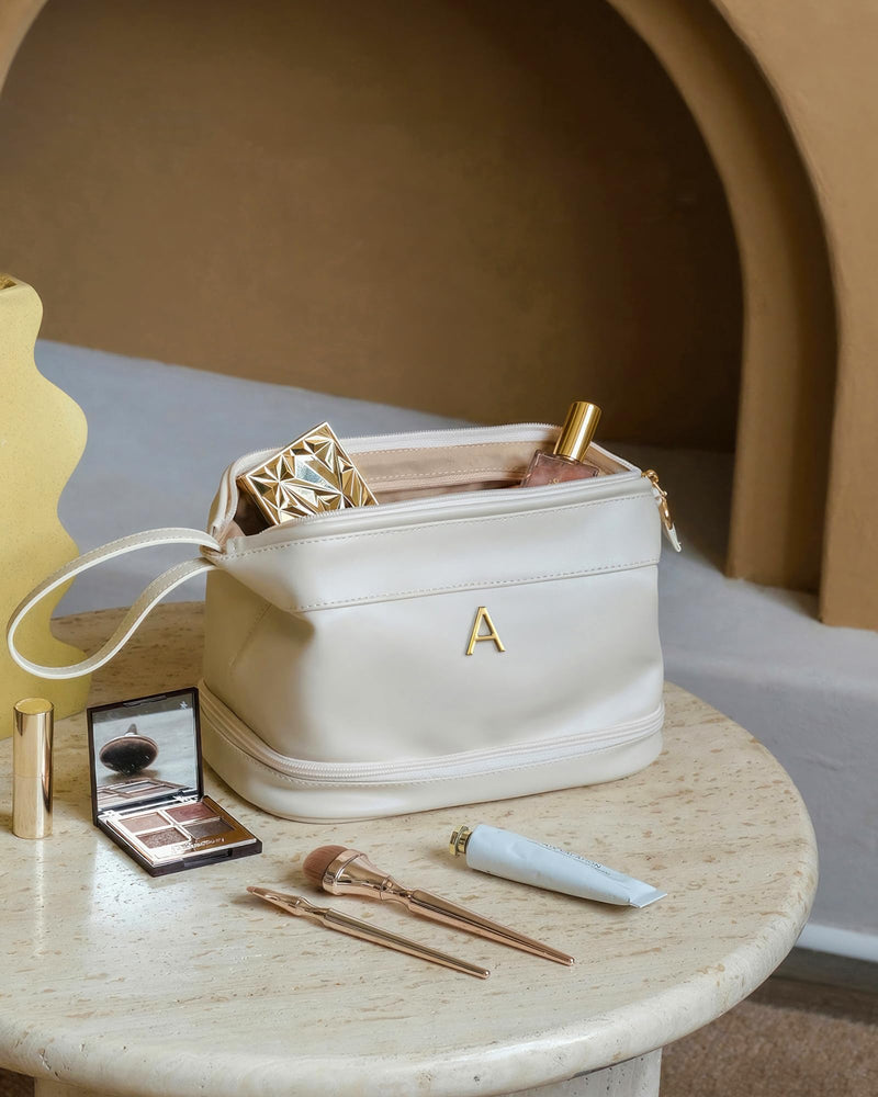 Initial Makeup Bag+Initial Travel Duffel Bag, Gift for Her
