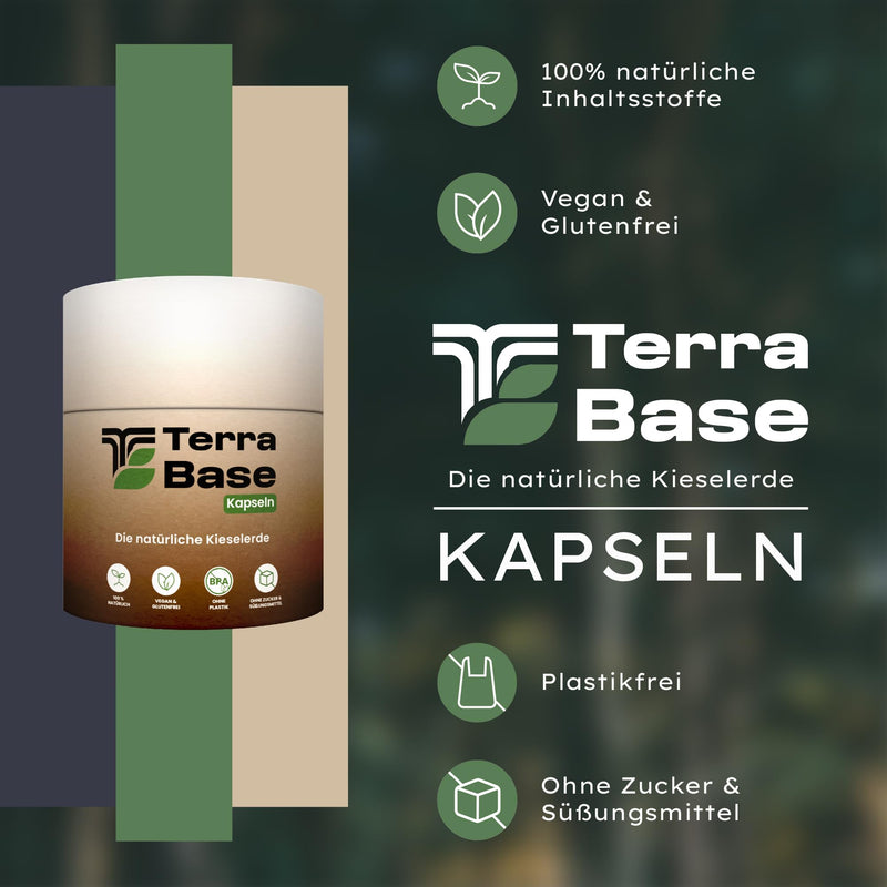 [Australia] - TERRABASE® silica capsules natural & plastic-free | Bulk pack of 120 capsules | sustainable, laboratory tested & from DE | Silicon for hair, nails, skin & connective tissue | vegan, gluten and lactose free 