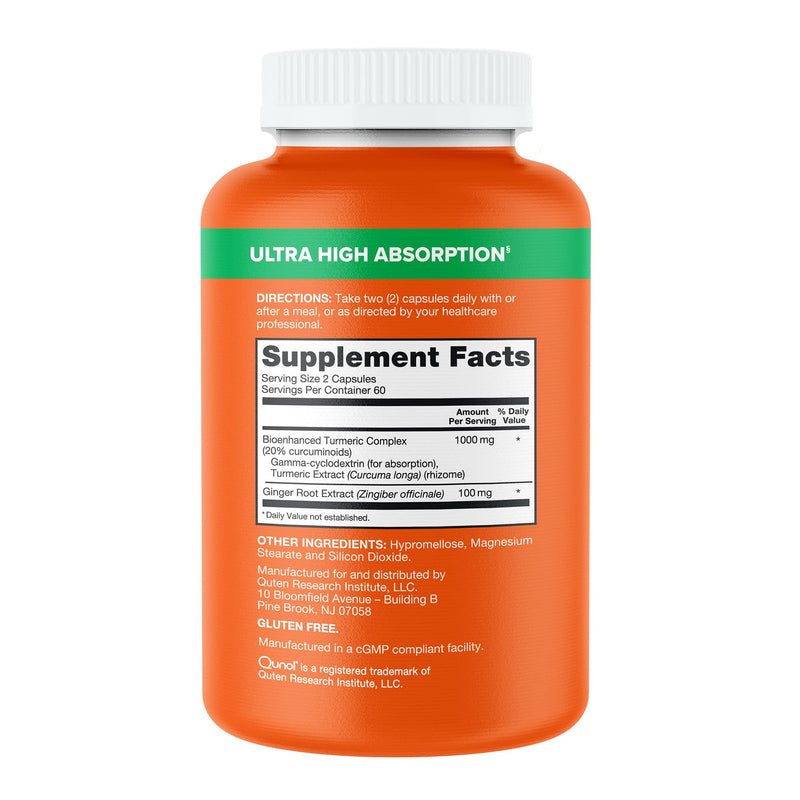 [Australia] - Qunol Turmeric and Ginger Capsules, 1000mg Turmeric Supplement, Ultra High Absorption to Support Joint Health, #1 Doctor Recommended Form of Turmeric Curcumin, 120 Count (Pack of 1) 120 Count (Pack of 1) 