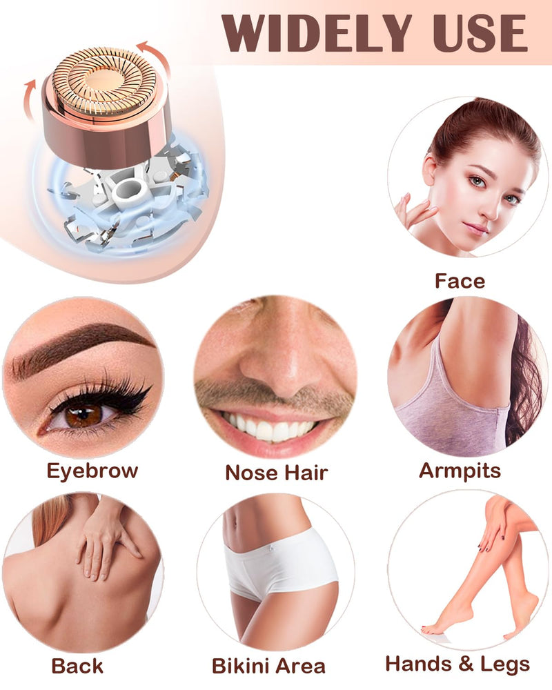 Facial Hair Remover and Eyebrow Trimmer - 2 in 1 Facial Hair Removal Epilators for Women - Rechargeable Travel Face Hair Razor Bikini Shaver for Face Peach Fuzz Lips Chin Armpit Body (Blue) Blue